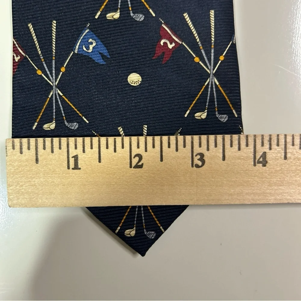 Grand Masters Adjustable 100% Silk Tie Men’s Golf Clubs Navy Blue Classic
